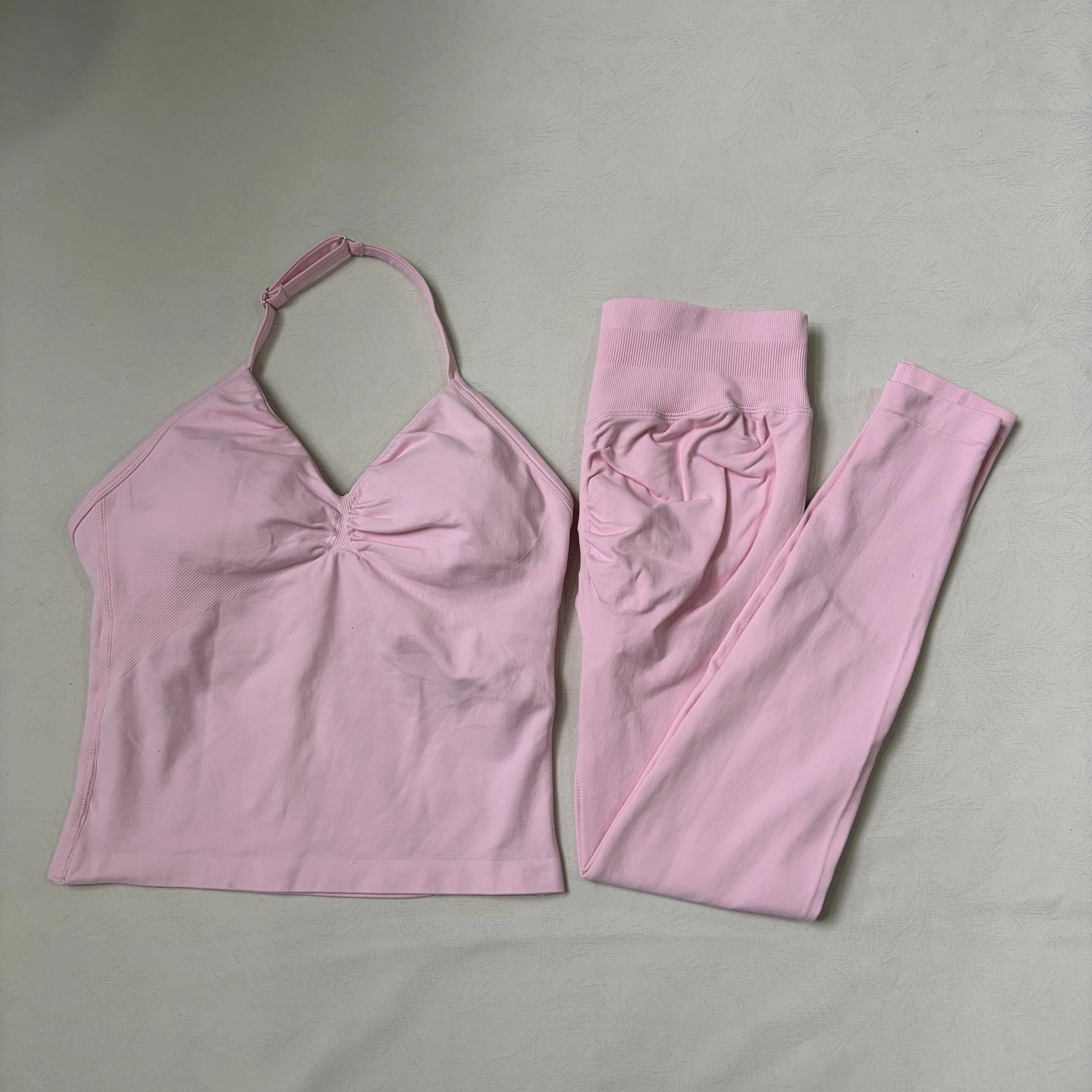Ensemble de vêtements de yoga LOGO pour femmes, haut à bretelles et pantalon moulant à taille haute,