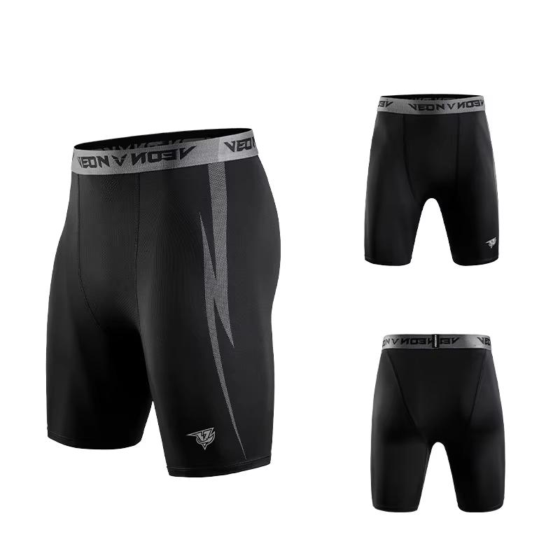 Noir Shorts de Compression Hommes Spandex Sport Shorts Athlétique Entraînement Running Performance B