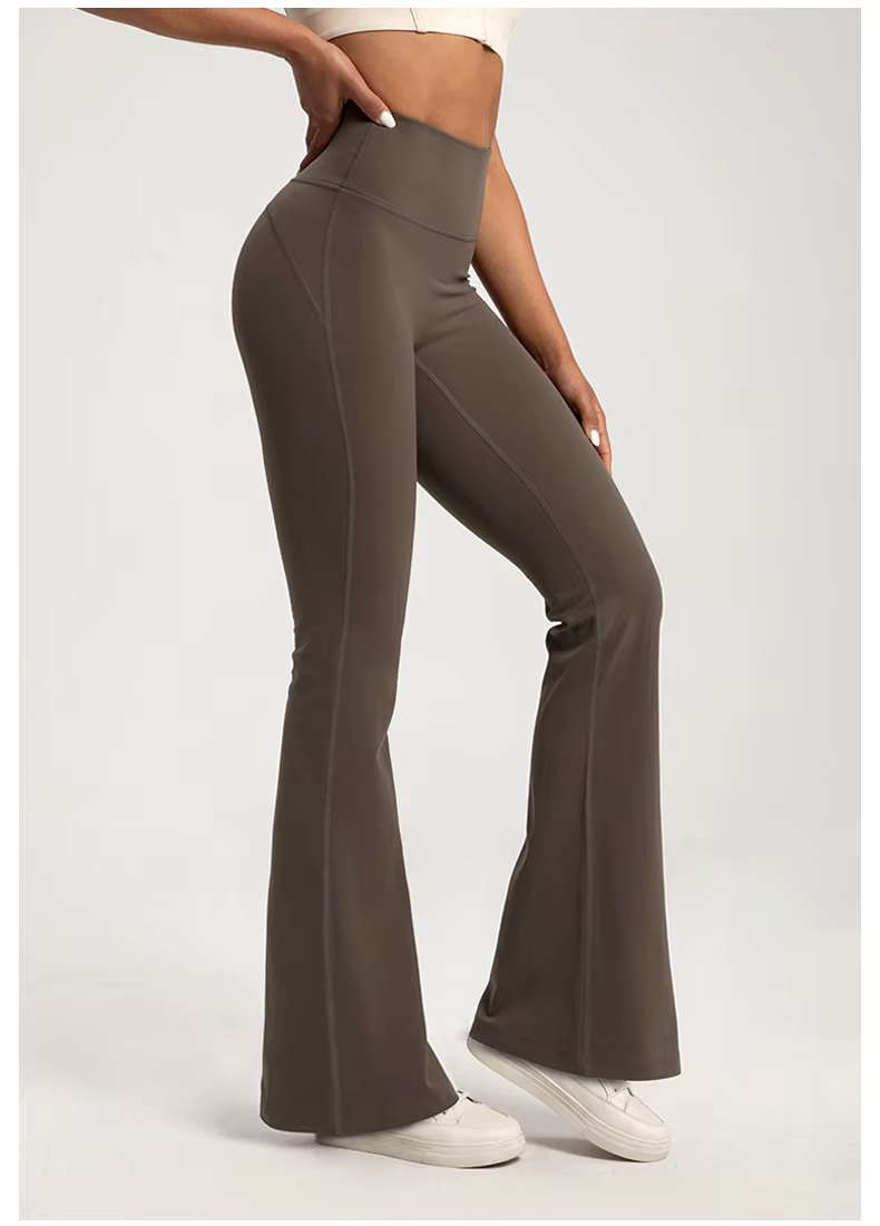 Pantalon de yoga taille haute nu pour femme, pantalon de levage de la hanche, cloche élastique, exer
