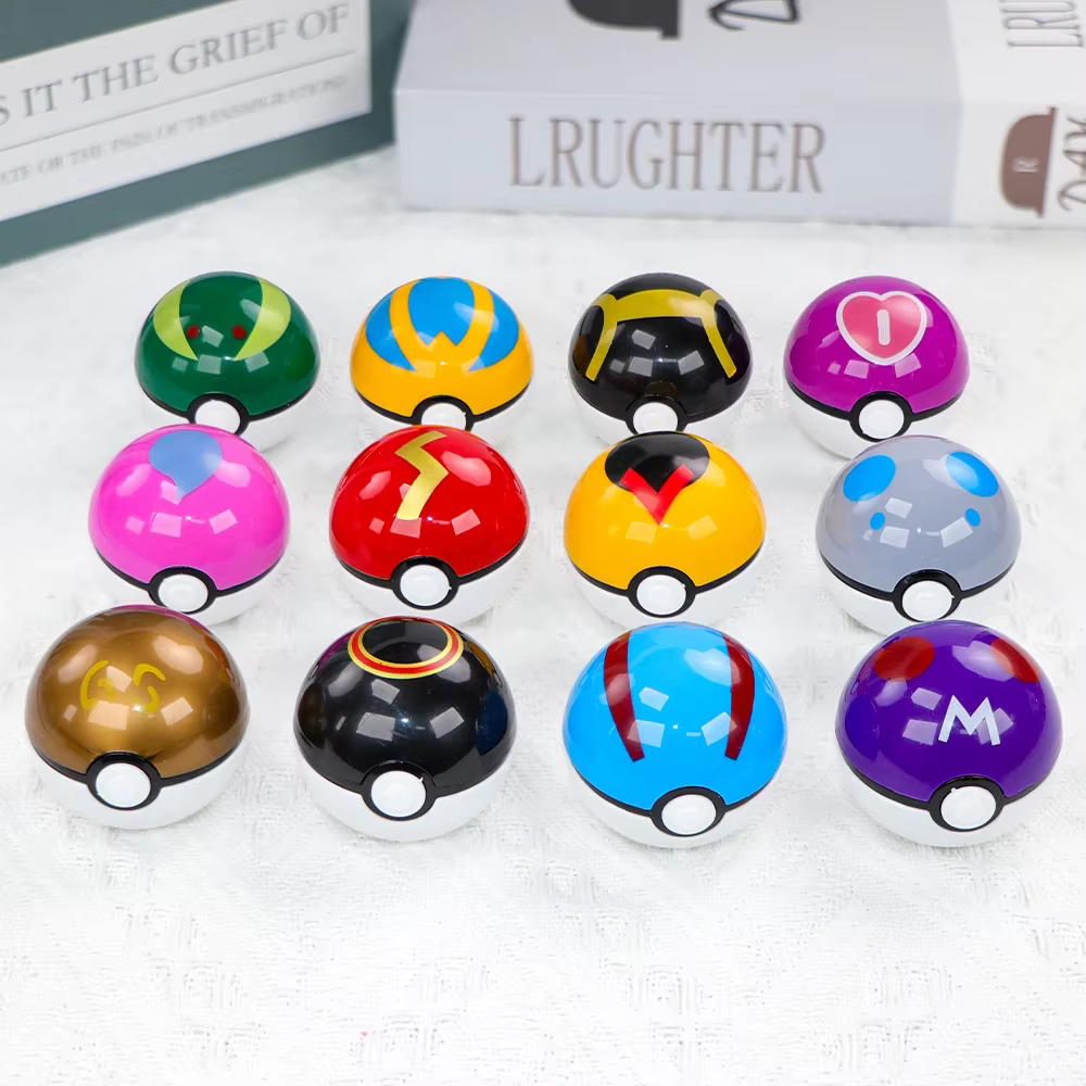 Lot de 12 figurines Pokémon Pikachu Pokeball, collection de figurines de dessins animés Kawaii, cade