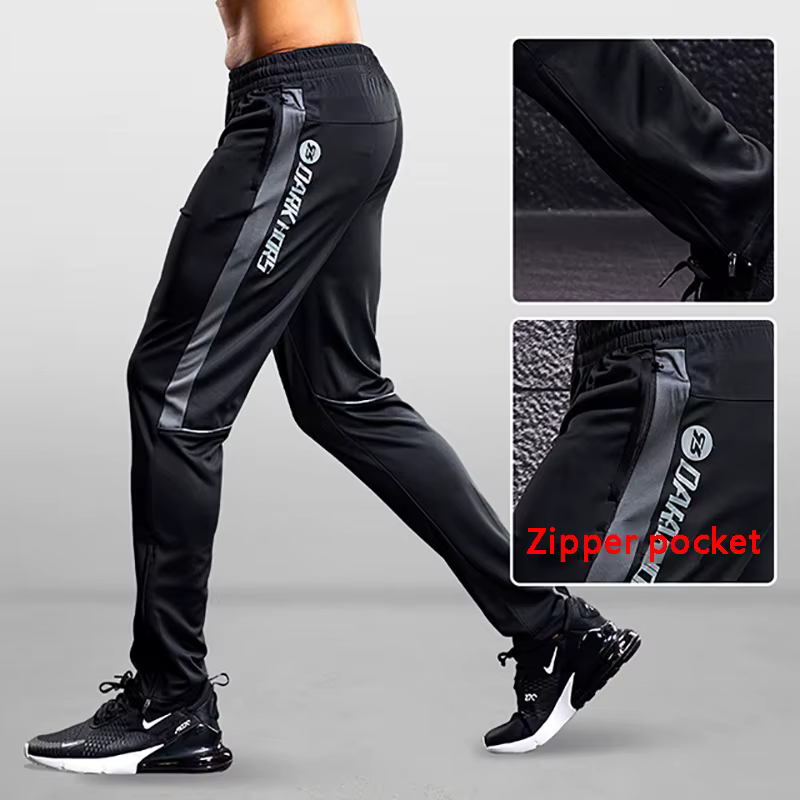 Pantalon de sport avec poches zippées pour homme, leggings de course, de football, d'entraînement, d