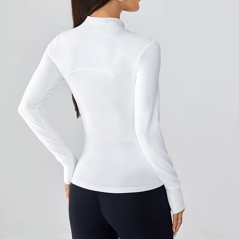 Vêtements de yoga pour femmes, veste à col montant avec fermeture éclair, amincissante, protection s