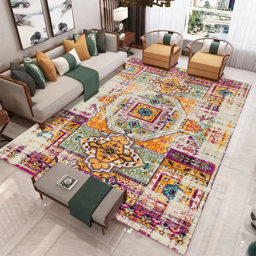 Tapis de salon style persan vintage, tapis rouge pour couloir, tapis d'entrée traditionnel, paillass