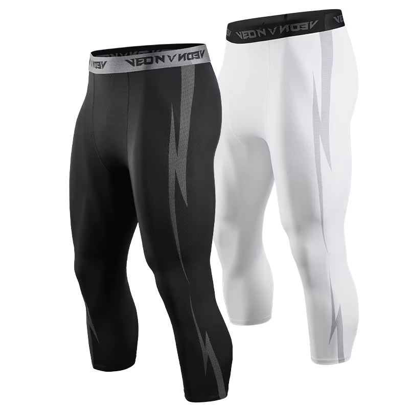 Pantalon de Compression 3/4 pour hommes, Leggings athlétiques Capri secs et Cool, couche de base de 