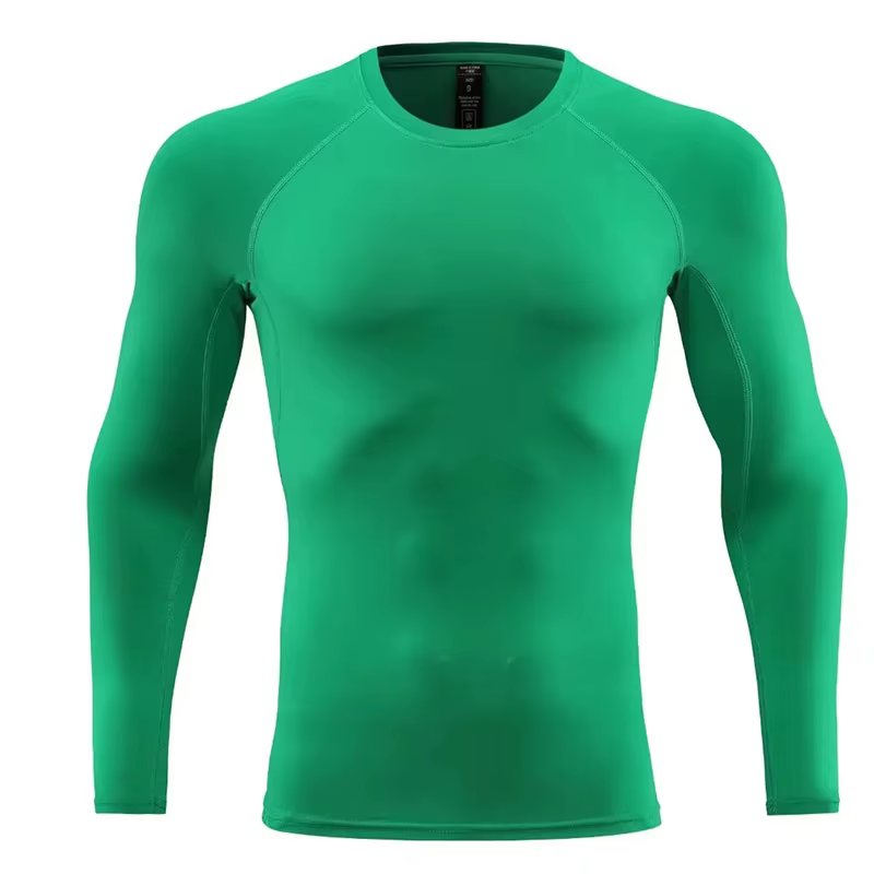 Hommes à manches longues mince hauts t-shirts vêtements de sport salle de sport Fitness Compression