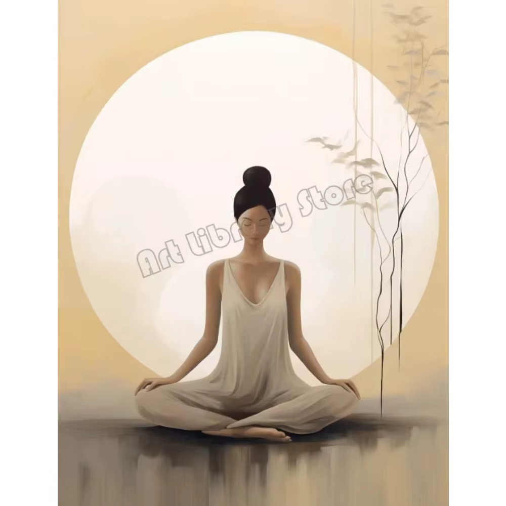 Bouddha japonais Zen Yoga Enso cercle méditation sérénité Nature paysage affiche mur Art photos toil