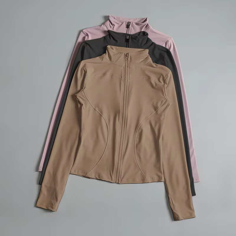 Femmes Zip Fitness Yoga chemise à manches longues veste de sport haut de sport vêtements de sport ma