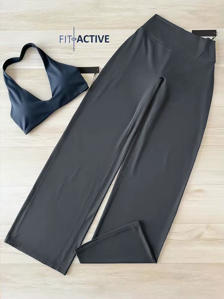 Pantalon de yoga taille mi-haute à jambe droite, pantalon large doux, sensation seconde peau, leggin