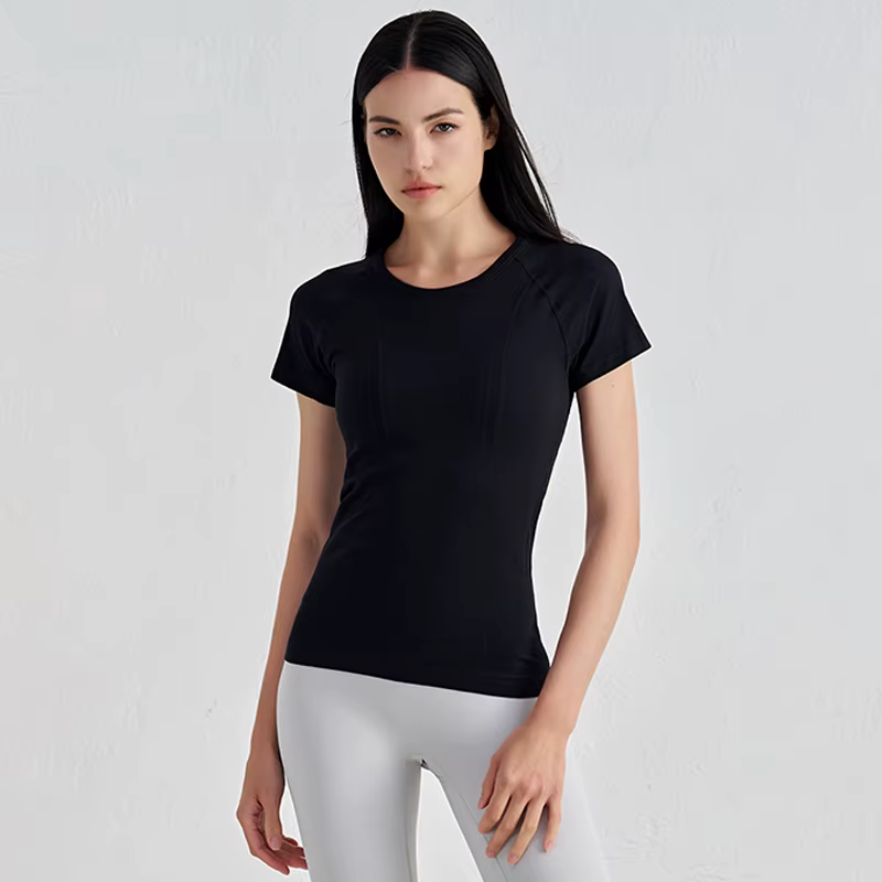 SOISOU femmes haut sans couture sec rapide respirant gymnase Yoga à manches courtes t-shirts Fitness