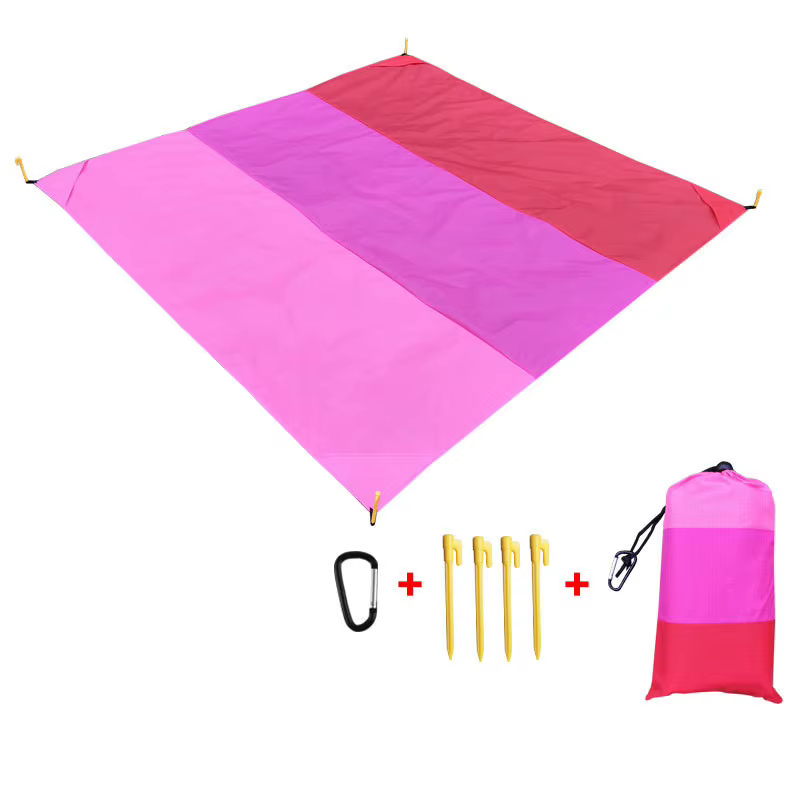 Grande Serviette de Plage en Polymères Anti Sable, Couverture de Poche, Pique-Nique, 4 Injecteurs, 2