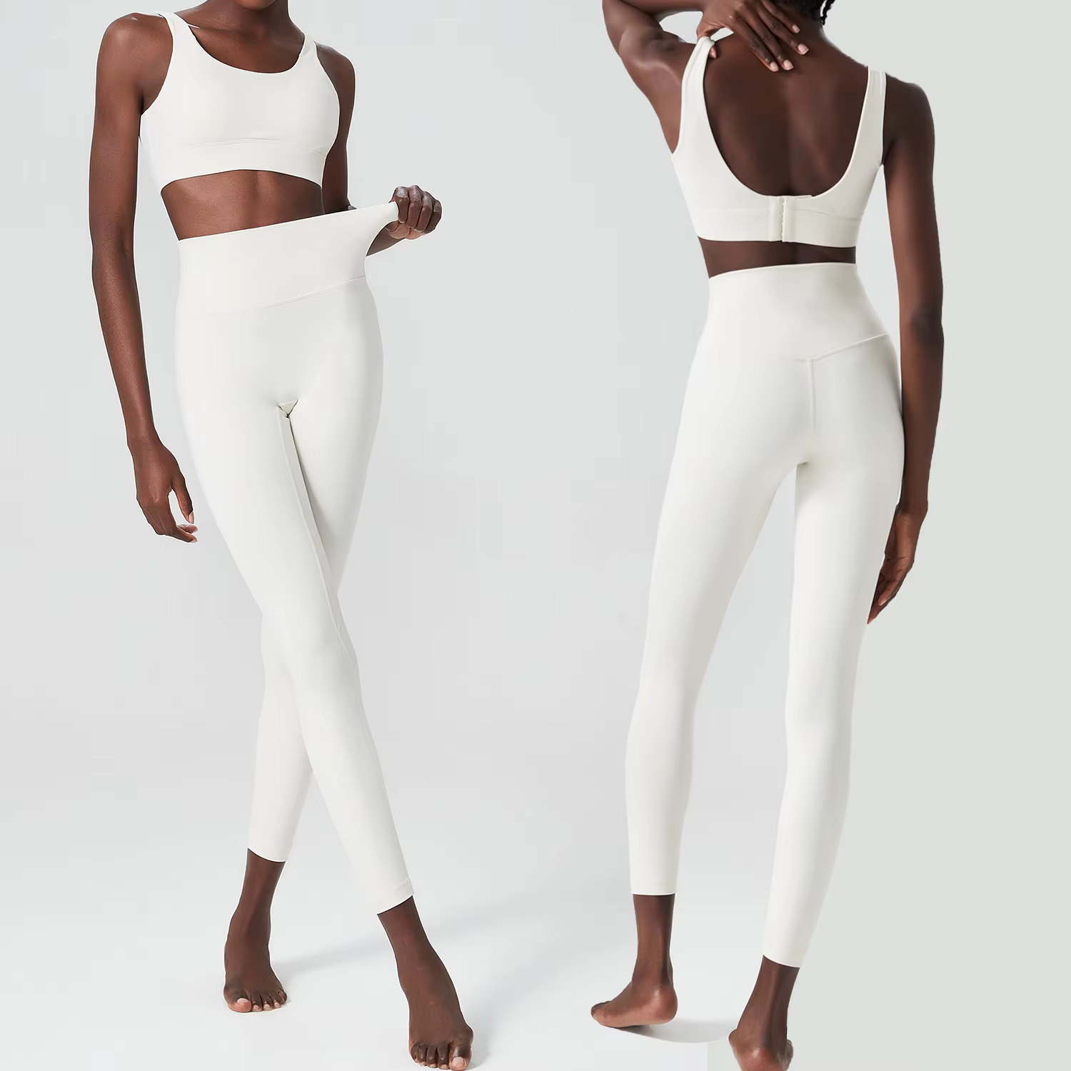 Ensemble de Yoga et Fitness pour femmes, couleur unie, doux, combinaison de gymnastique, respirant,