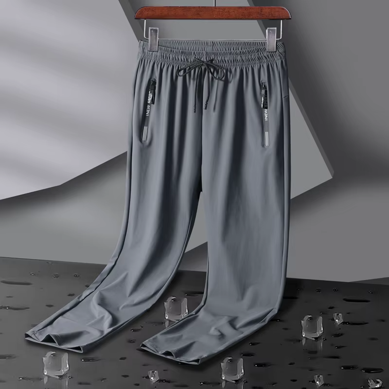 Pantalon de Sport élastique respirant pour hommes, en soie glacée, pour Jogging, survêtement fin, dé
