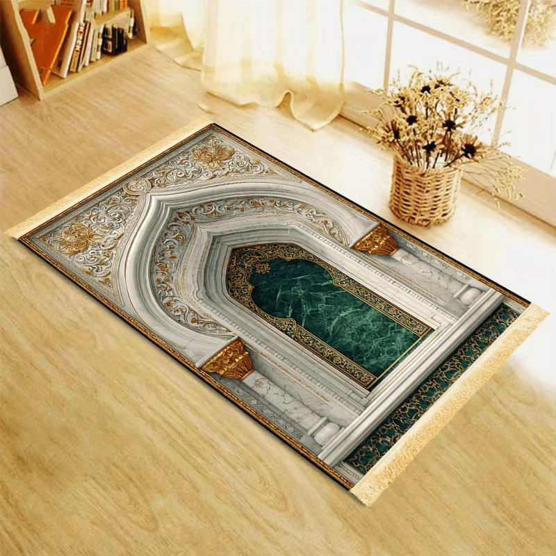 Tapis de prière de luxe VIKAMA à franges, pliable, pour hommes et femmes, tapis de prière familial p