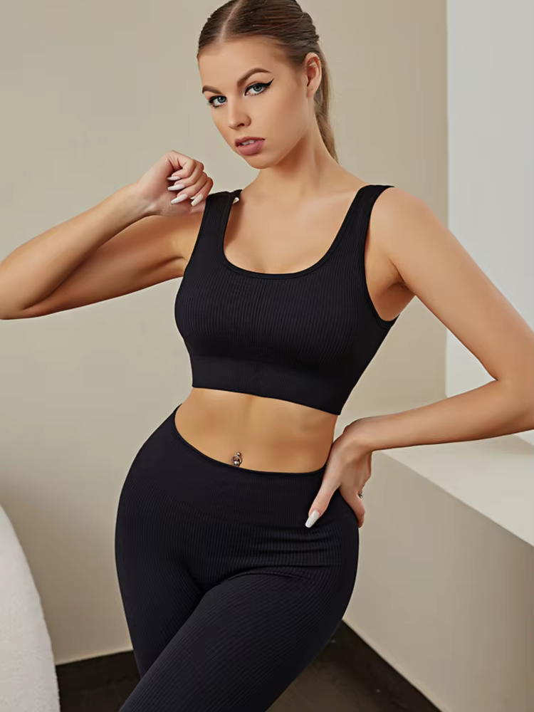 Vêtements de Yoga côtelés sans couture pour femmes, vêtements d'entraînement, sweat-shirt respirant