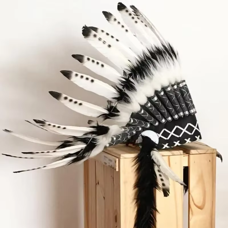 Coiffure en plumes indiennes, serre-tête en plumes indiennes américaines, bandeau en plumes, décorat