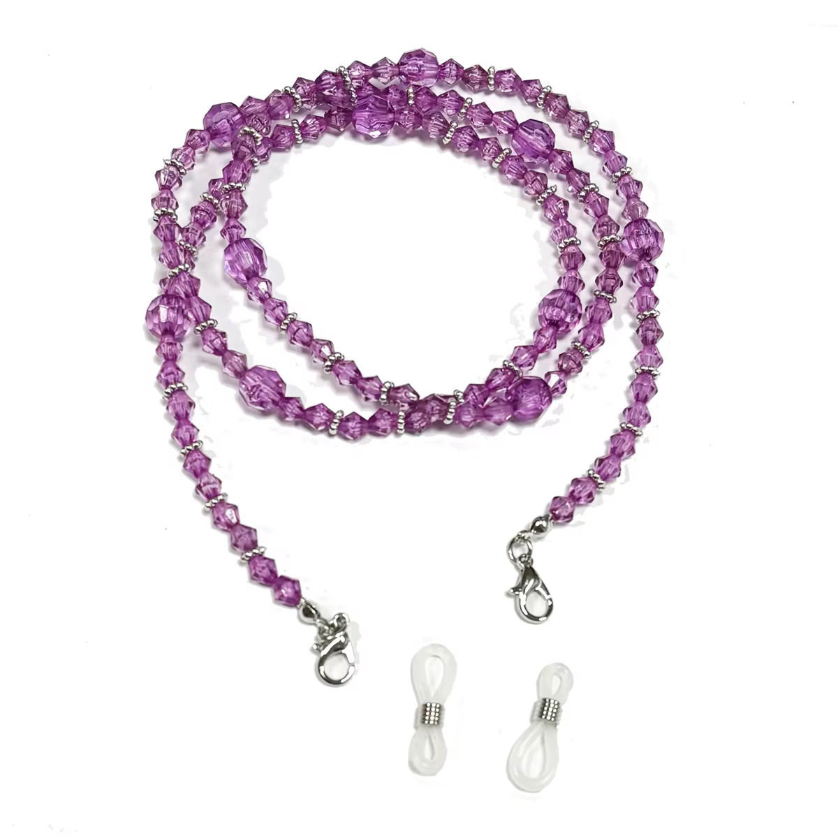 Chaîne de lunettes élégante violette pour femmes, multifonctionnelle, avec accessoires, cordon antid