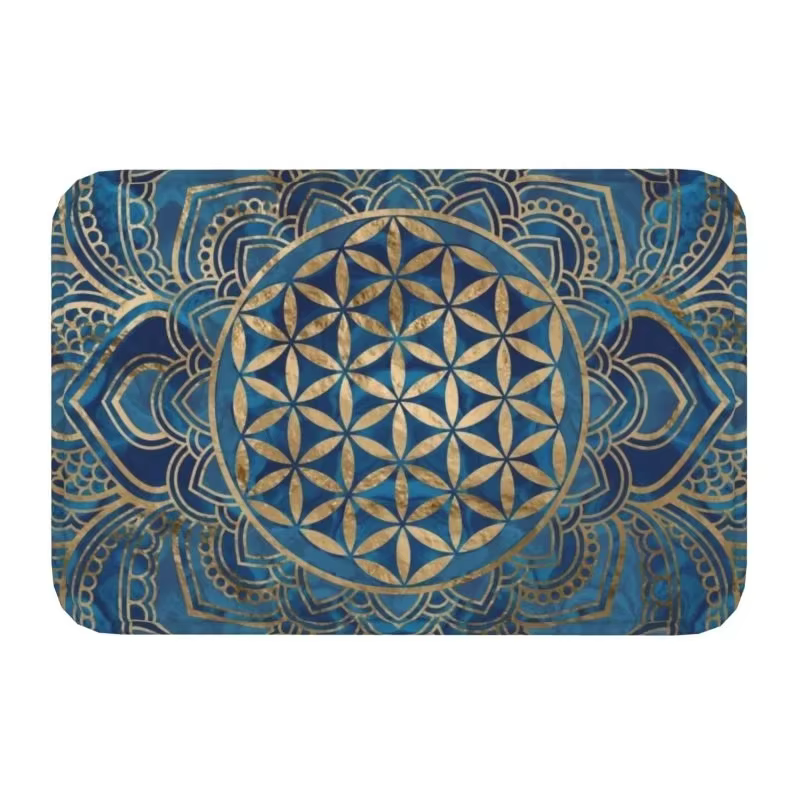 Paillasson d'entrée avec fleur de vie en Lotus, Mandala, géométrie sacrée, méditation, tapis de sall