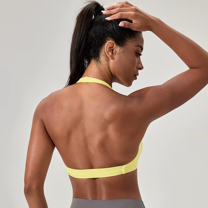 Soutien-gorge de sport de Yoga pour femmes, col licou, Design élégant au dos, soutien-gorge de gymna