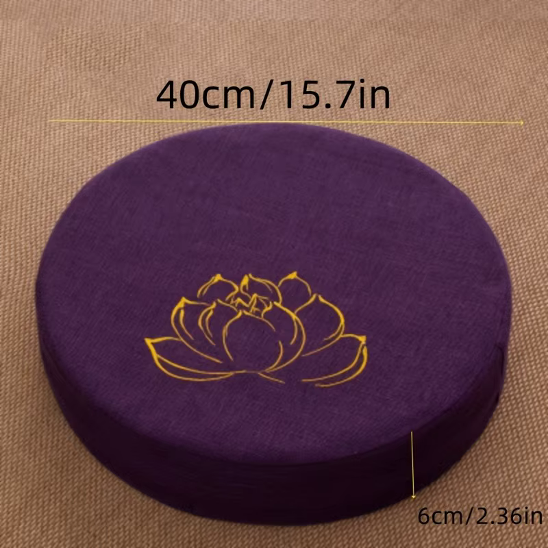 Coussin de méditation rond brodé à la main, siège de Yoga en lin avec remplissage en mousse et coton