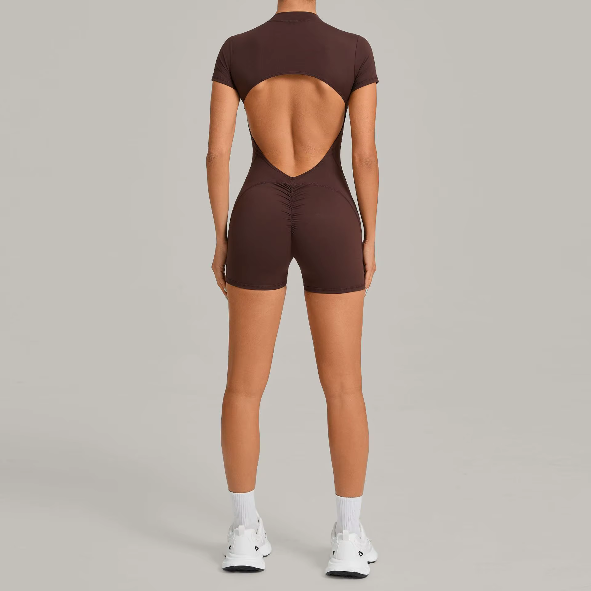 Ensemble de yoga pour femmes Ningyu, combinaison de sport à dos ouvert avec fermeture éclair, combin