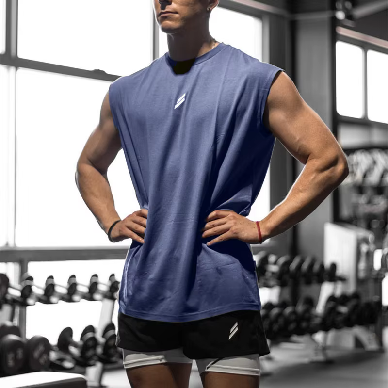Camiseta deportiva sin mangas para hombre, chaleco de secado rápido, transpirable, ample, pour entra
