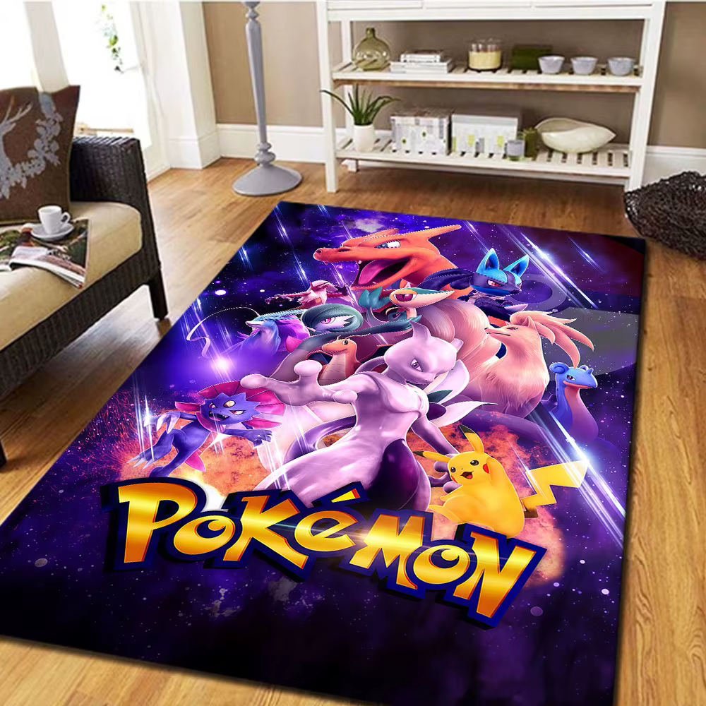 Tapis imprimé Pokemon pour la décoration de la maison, cadeau d'anniversaire, cadeaux d'halloween HE