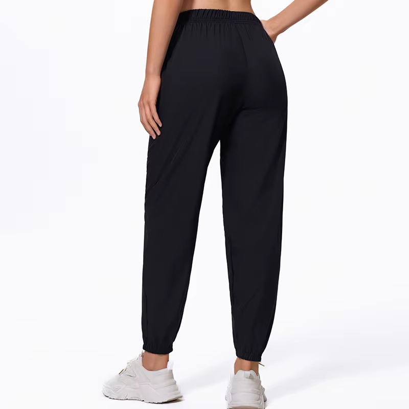Pantalon de sport décontracté pour femmes, 1/2 pièces, avec poches noires, pour course à pied, Fitne