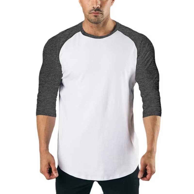 Chemise de Fitness à manches trois quarts pour hommes, vêtements d'entraînement, T-shirt respirant e