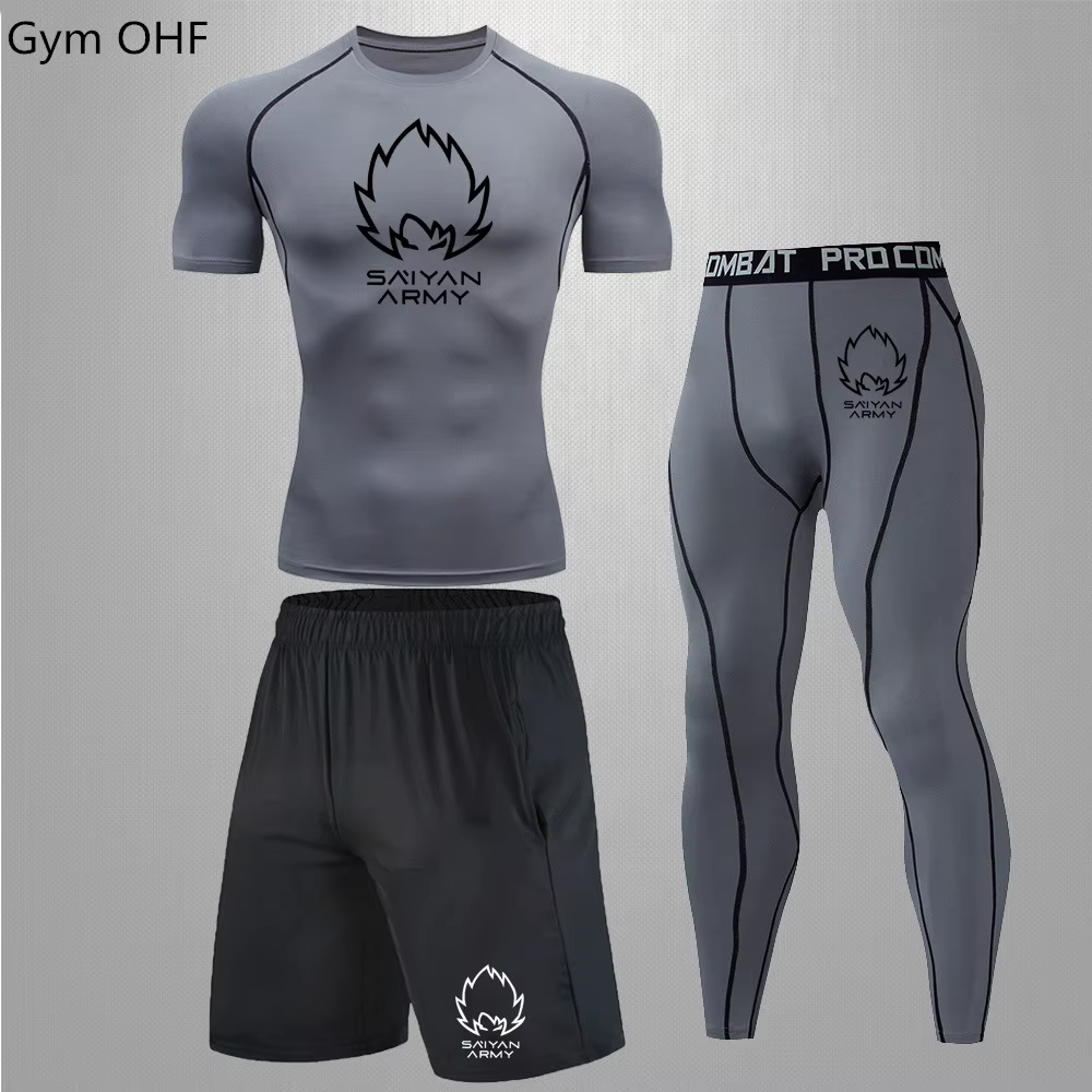 Goku Rashguard survêtement hommes survêtement ensembles pour hommes salle de sport Fitness course sé
