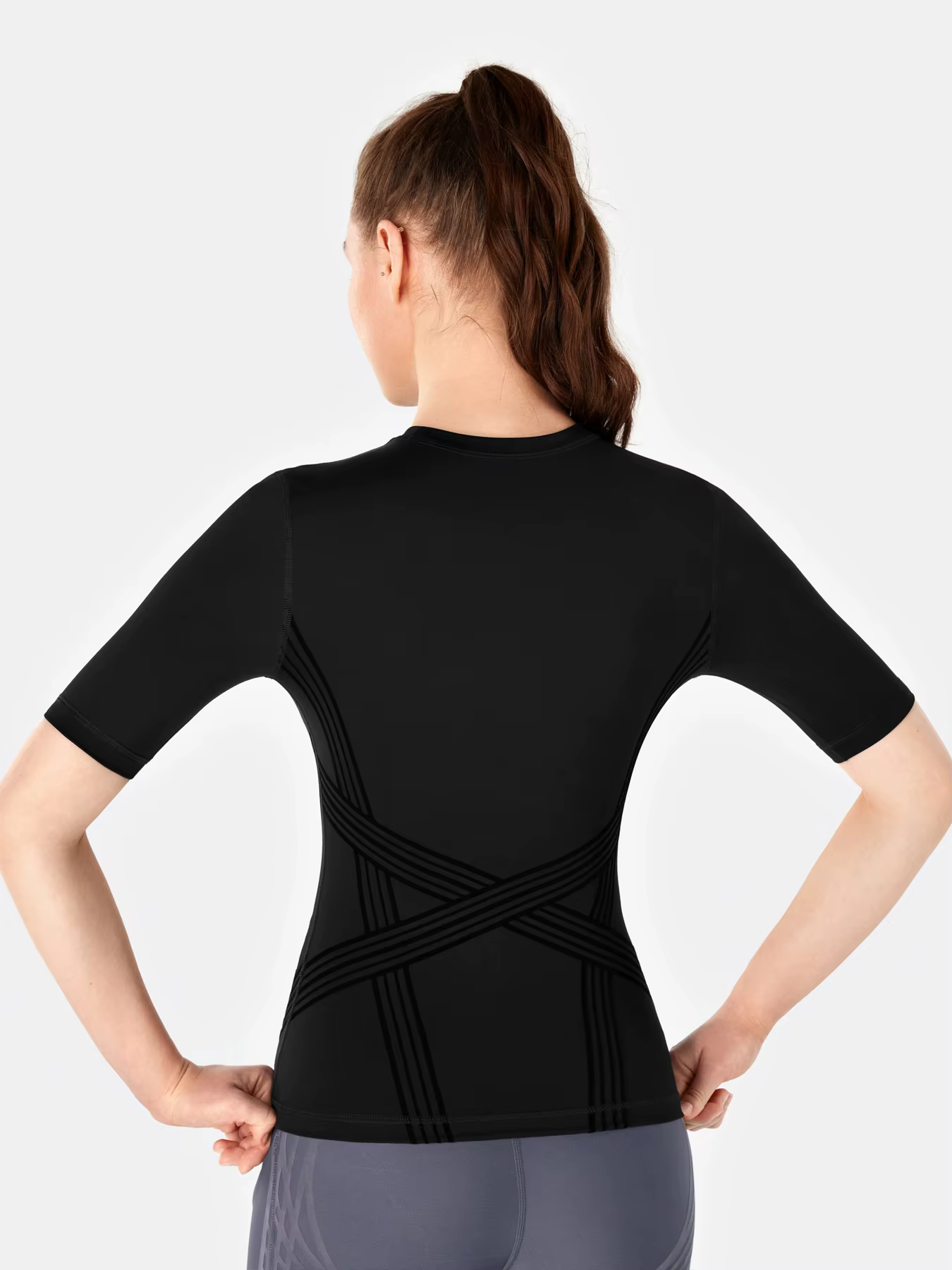 T-shirt respirant à manches courtes pour yoga et fitness
