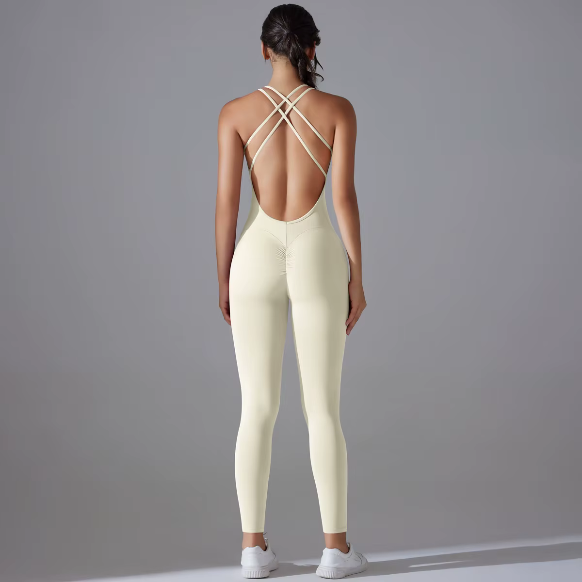 Combinaison de batterie de yoga dos nu, ensemble de batterie de fitness, vêtements de sport une pièc
