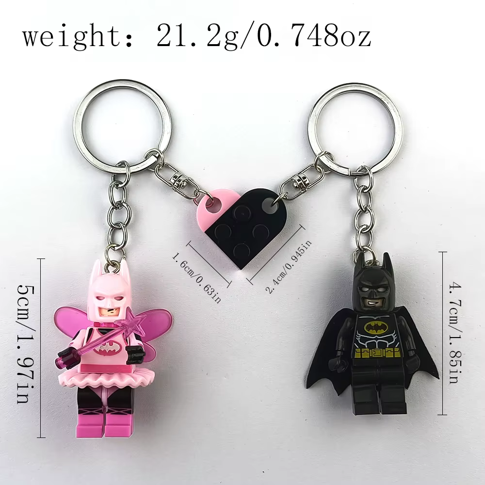 Porte-clés de Couple chauve-souris 3D fait à la main, 2 pièces, pendentif de figurine féerique, port