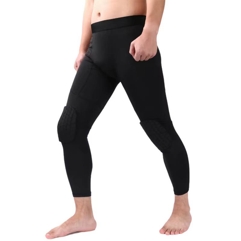 Leggings de compression capri avec genouillères pour hommes et femmes, collants rembourrés, pantalon
