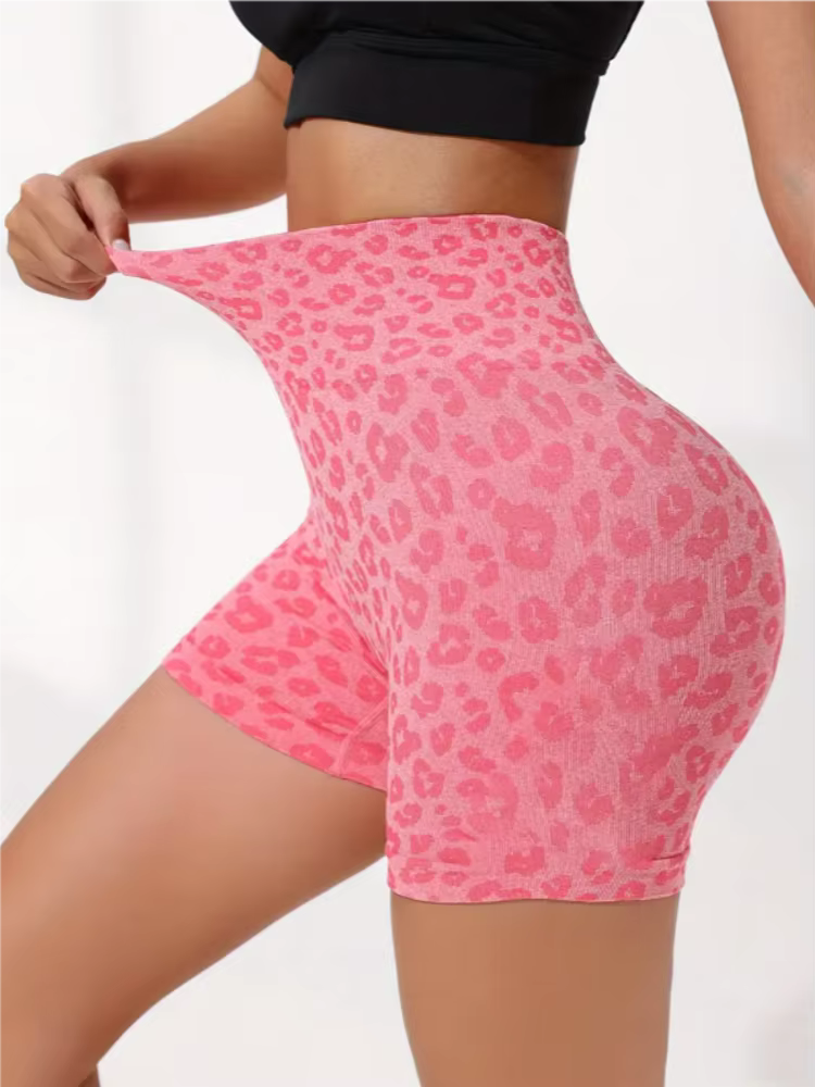 Taille haute pêche hanche séchage rapide serré portant des pantalons de yoga léopard européens et am