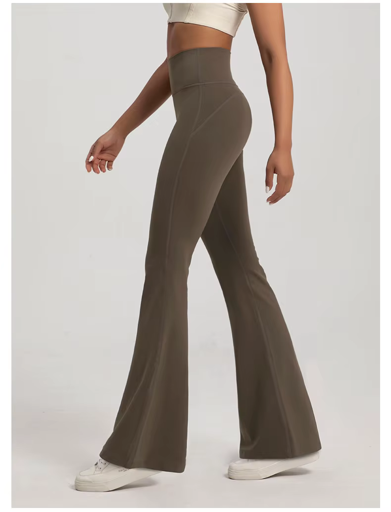Pantalon de yoga taille haute nu pour femme, pantalon de levage de la hanche, cloche élastique, exer