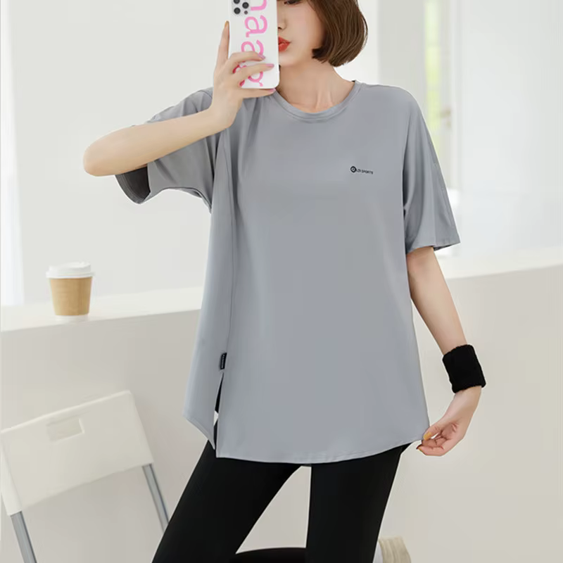 T-shirt de yoga à manches courtes pour femmes, vêtements de sport doux, chemise de fitness à séchage