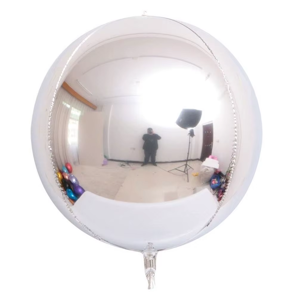 10 pièces argent 4D ballons ronds 10 18 22 32 pouces grands ballons en feuille d'argent métallique p