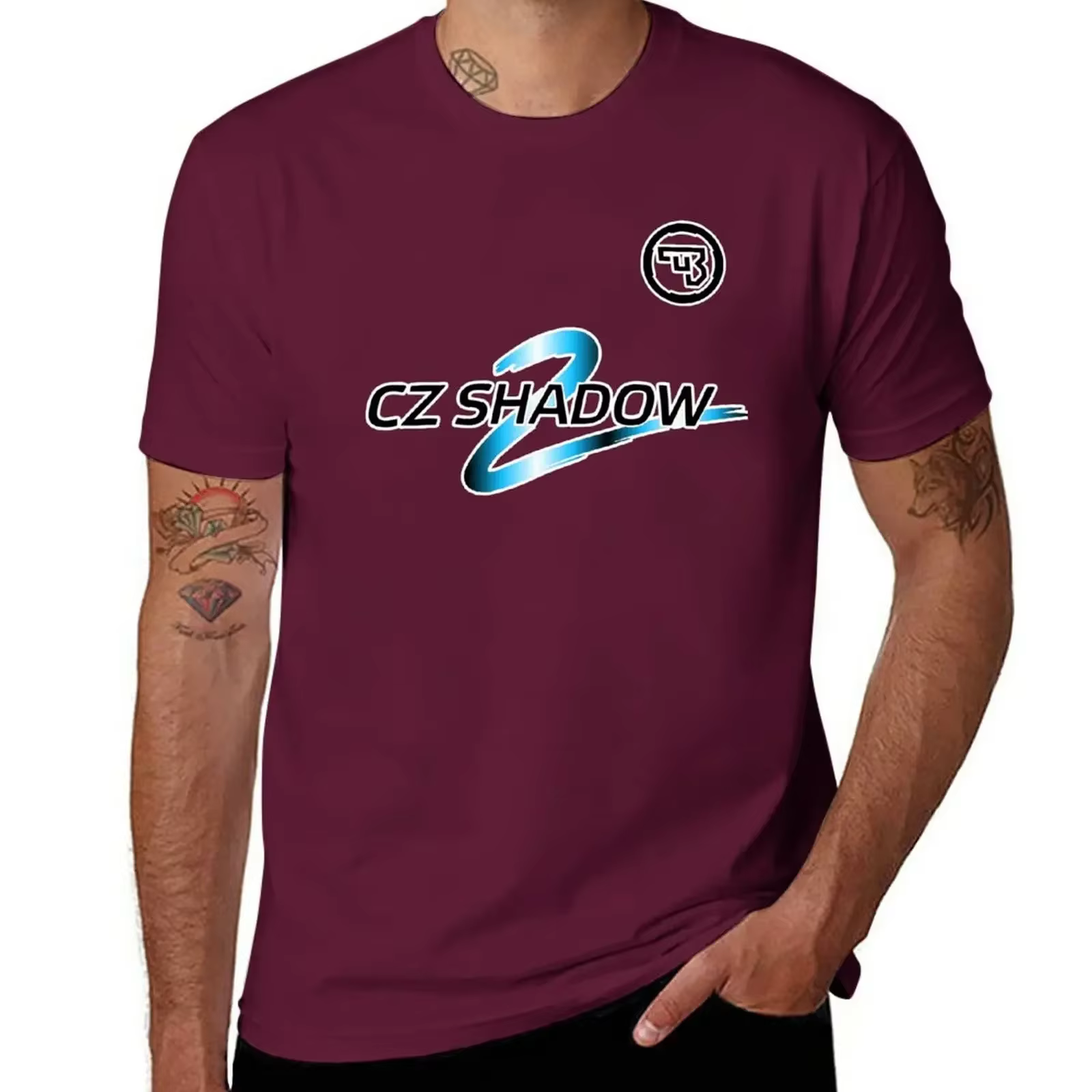 Kawaii vêtements garçons blancs hommes t-shirts unis CZ Shadow 2 conception personnalisée T-Shirt ho