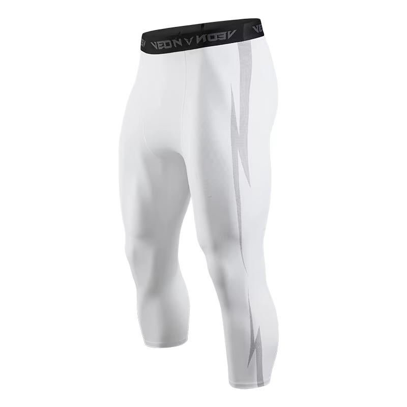 Pantalon de Compression 3/4 pour hommes, Leggings athlétiques Capri secs et Cool, couche de base de