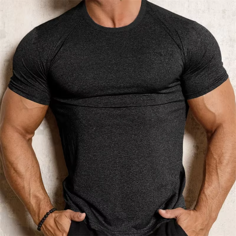 Nouveau T-shirt de sport serré séchage rapide fitness vêtements de sport à manches courtes hauts cou