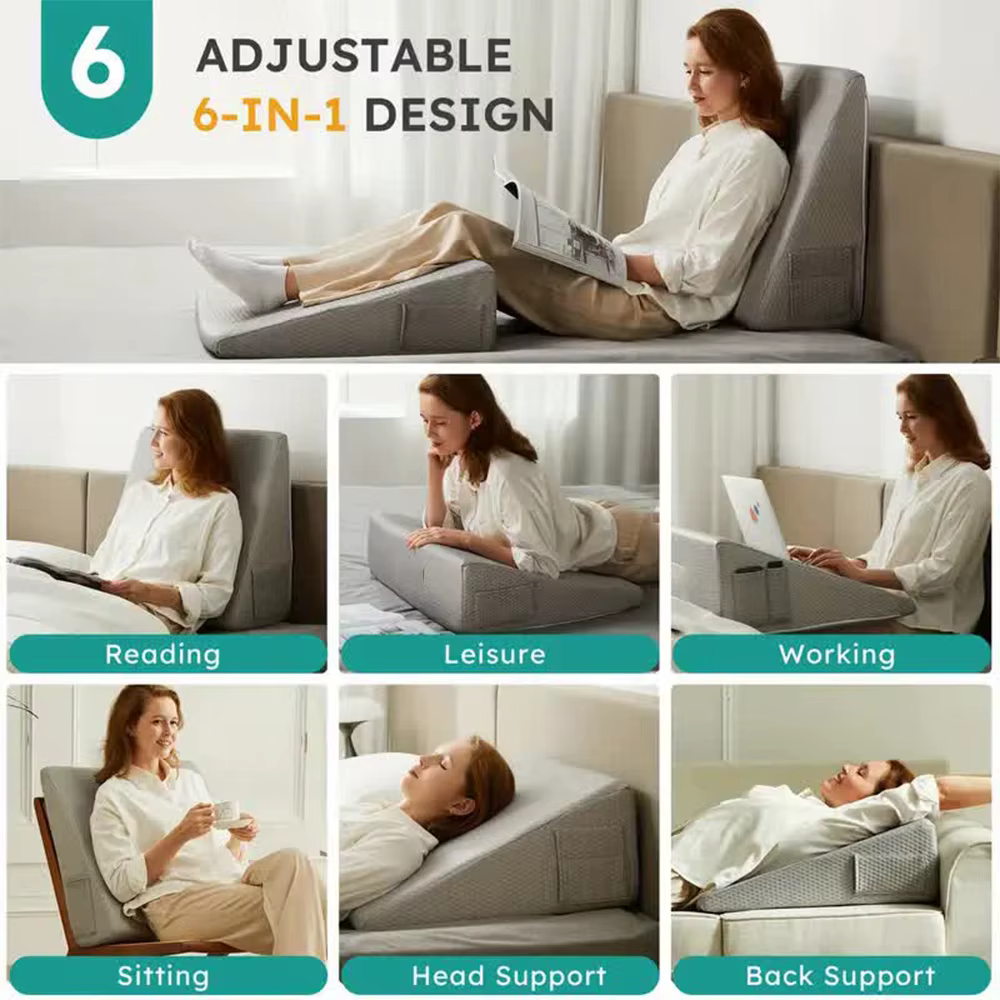 Oreiller compensé de lit pour dormir, dessus en mousse à mémoire de forme douce, cale d'oreiller tri