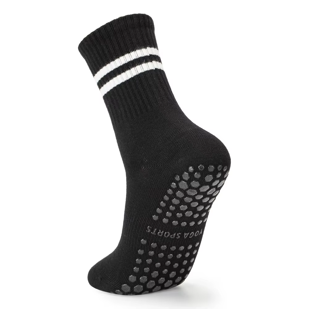 Chaussettes de yoga et de pilates avec poignées pour femmes, chaussettes antidérapantes en coton pou