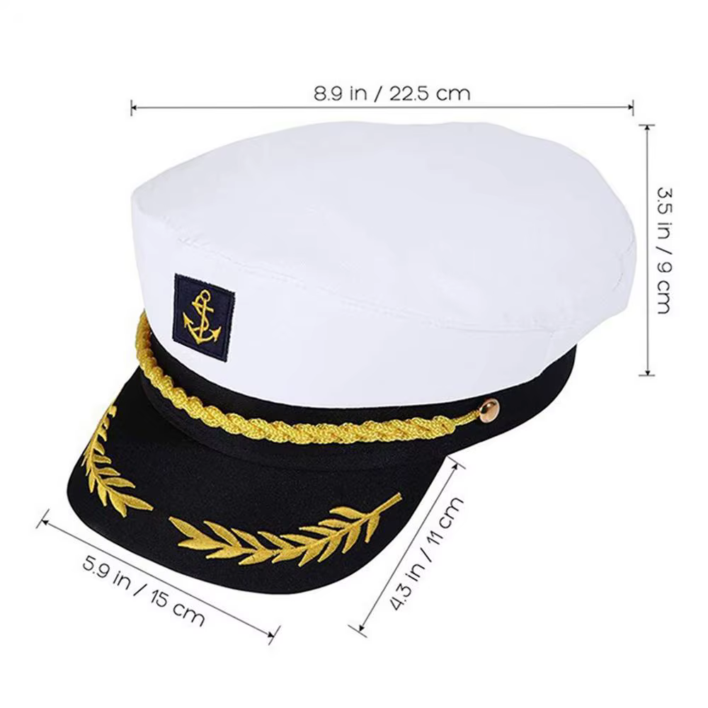 Chapeau de capitaine de yacht pour adulte, réglable, pour homme et femme, idéal pour les fêtes, les