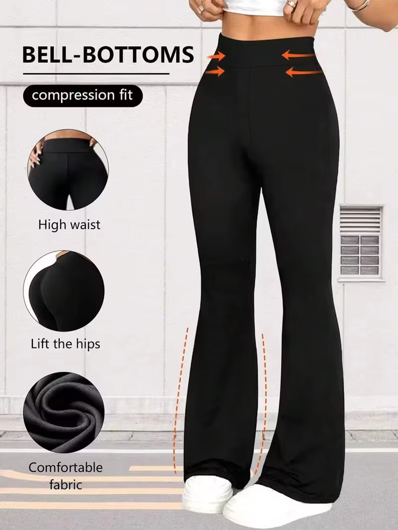 Legging évasé taille haute nude, effet ventre plat et rehausseur de fessier, très extensible, pour l