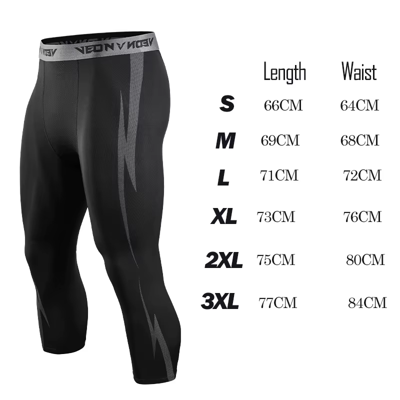 Pantalon de Compression 3/4 pour hommes, Leggings athlétiques Capri secs et Cool, couche de base de