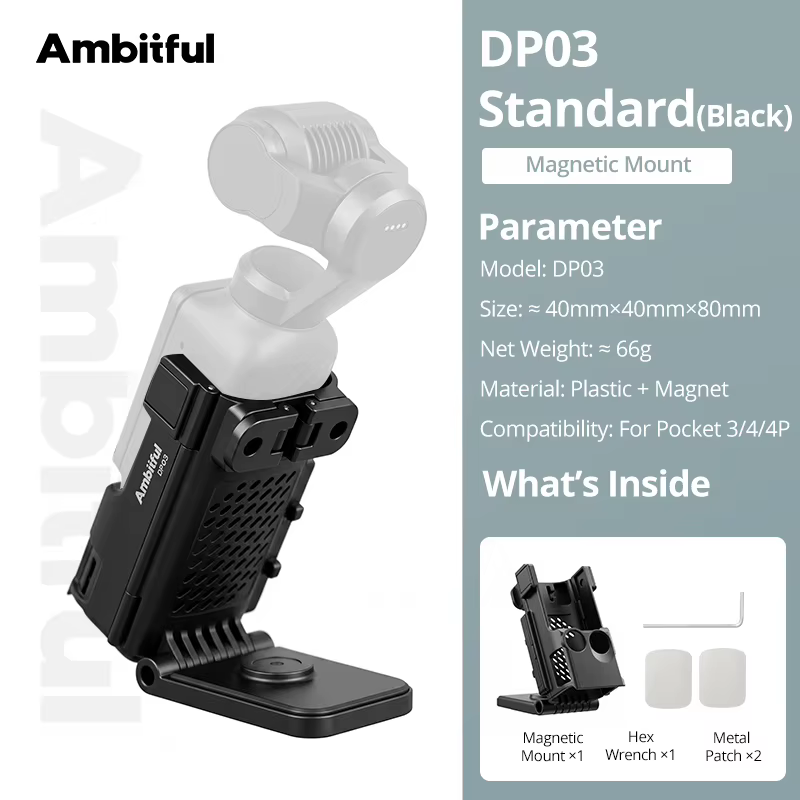 Accessoires magnétiques Ambiiful DP03 pour DJI Osmo Pocket 4P / Pocket 4 / Pocket 3