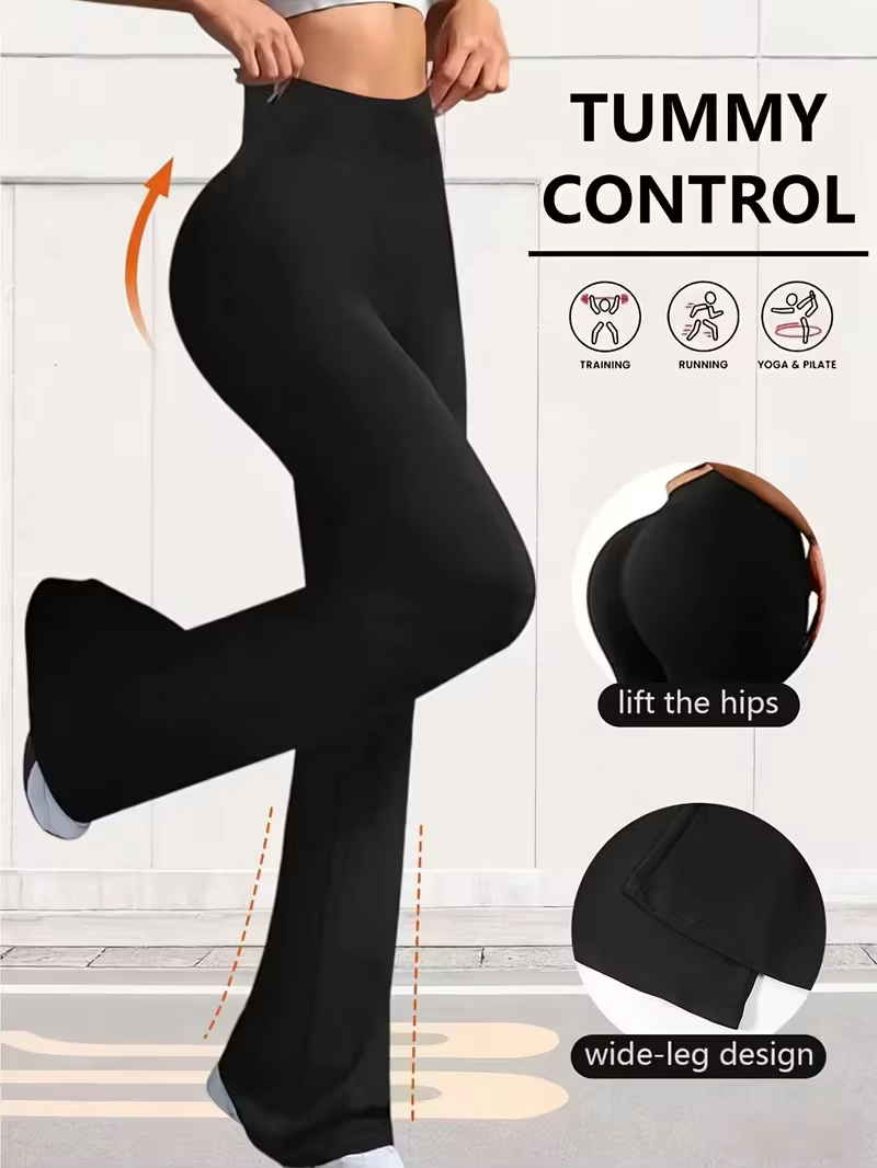 Legging évasé taille haute nude, effet ventre plat et rehausseur de fessier, très extensible, pour l