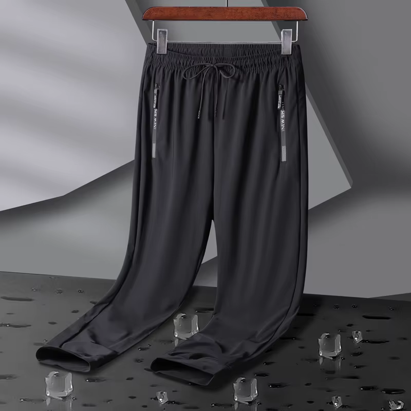 Pantalon de Sport élastique respirant pour hommes, en soie glacée, pour Jogging, survêtement fin, dé