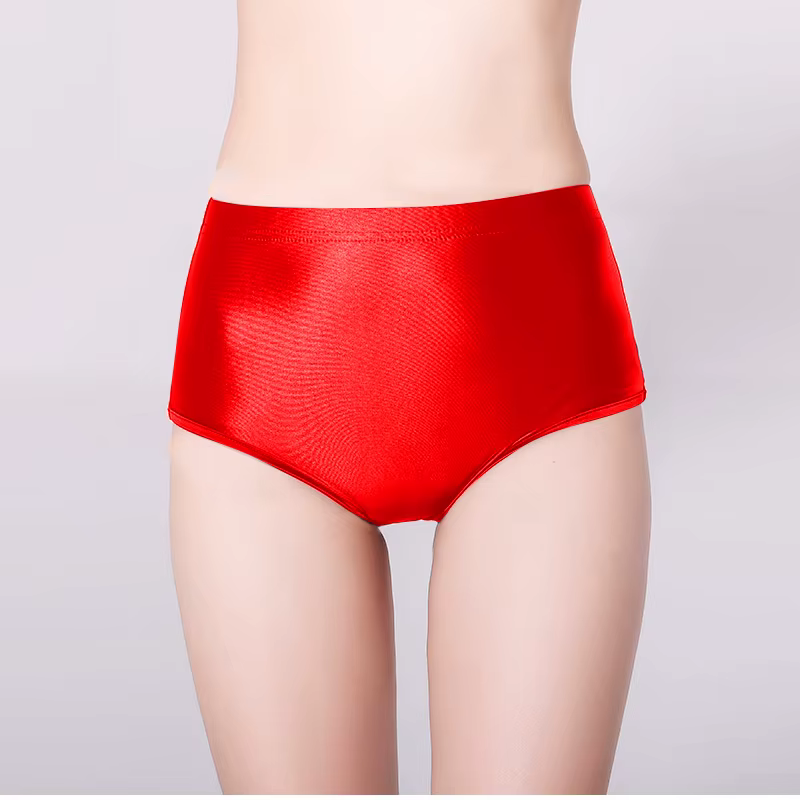 Short japonais en Satin brillant sans couture en Spandex, soyeux, lisse, Sexy, couleur unie, taille