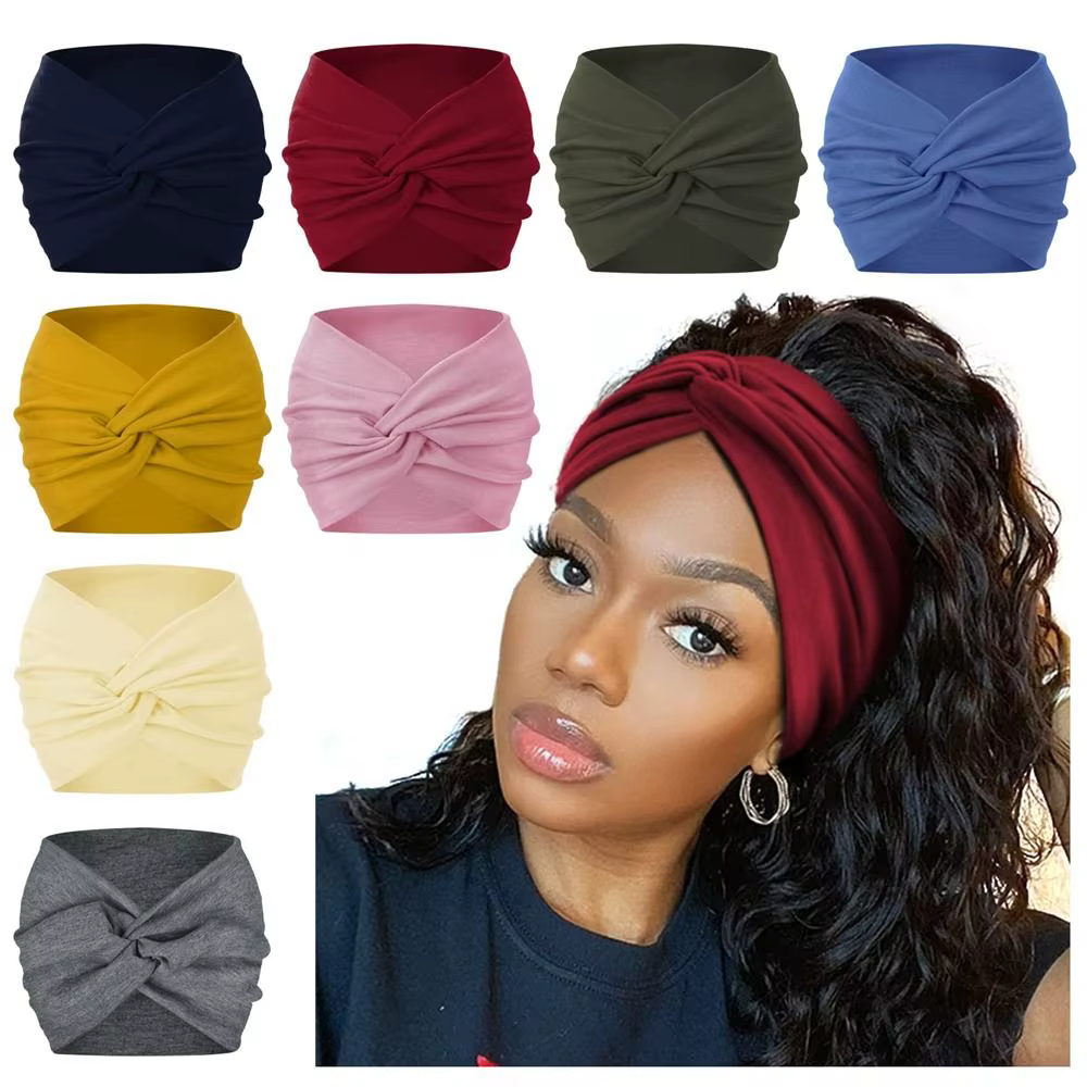 Bandeaux de cheveux de yoga pour femmes, Turban d'entraînement, Bandeau de sauna, Optique torsadée, 